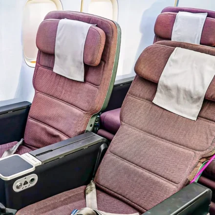 Premium airline seats inside a modern aircraft cabin showcasing upgraded passenger comfort and style.