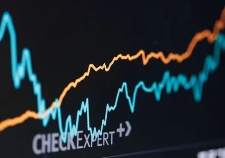 Stock market chart showing rising and falling trend lines reflecting Asian market rebound after AI selloff.