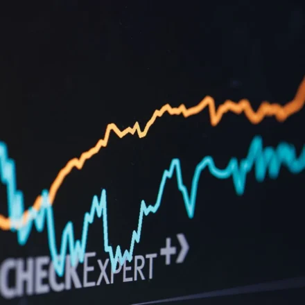 Stock market chart showing rising and falling trend lines reflecting Asian market rebound after AI selloff.