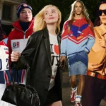 Models showcase luxury fashion and Team USA apparel, reflecting global style and trade industry shifts.