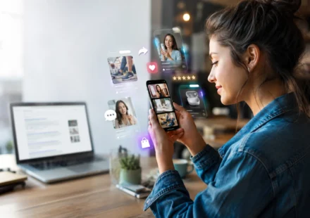Gen Z shopper discovering products through social video as traditional search fades into background.