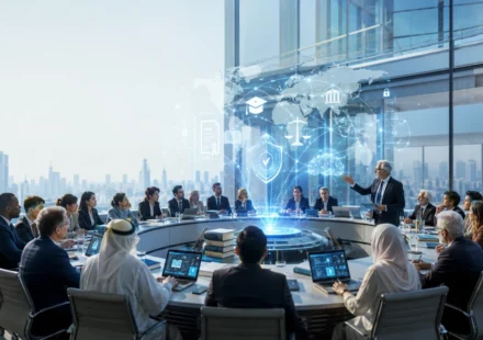 Global university leaders discuss AI education framework at an international summit meeting.