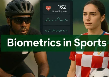 Athletes wear biometric monitors during sports to track health metrics for safe competition in extreme weather.