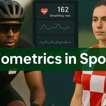 Athletes wear biometric monitors during sports to track health metrics for safe competition in extreme weather.