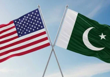 Crossed United States and Pakistan flags representing expanding academic partnerships in education.!
