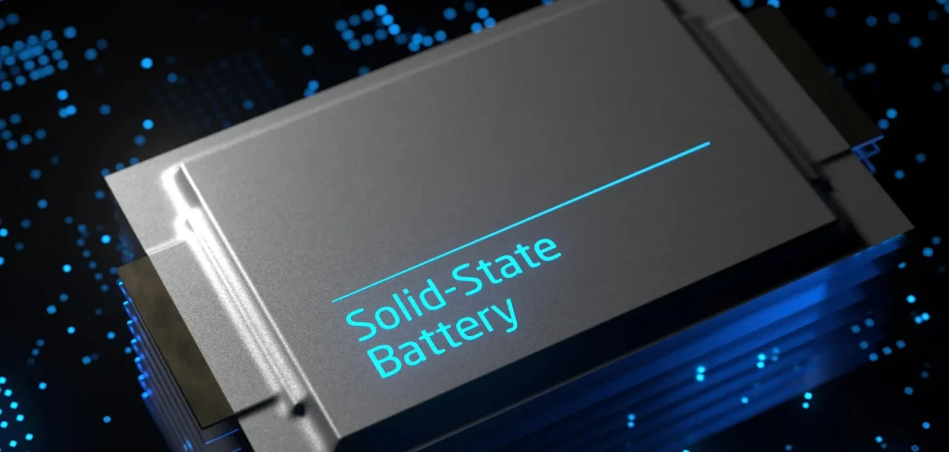 Solid state battery cell concept illustrating advanced energy storage for safer fast charging EV batteries.