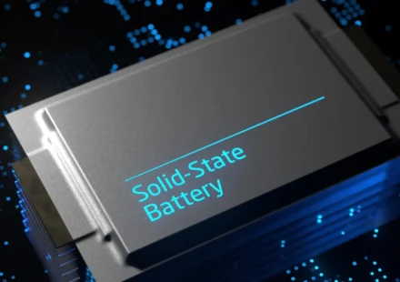 Solid state battery cell concept illustrating advanced energy storage for safer fast charging EV batteries.
