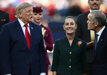 World leaders discuss trade matters during a formal event as tariff announcement draws global attention