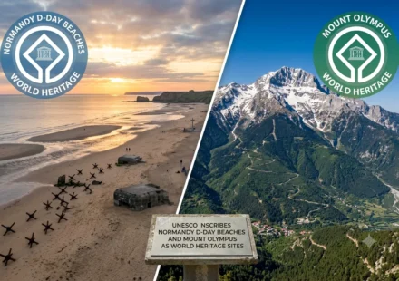 UNESCO World Heritage recognition for Normandy D Day beaches and Greece's Mount Olympus scenic landscape
