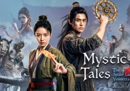 Mystic Tales: The Spider Lady's Vendetta poster featuring two heroes facing dark supernatural foes.