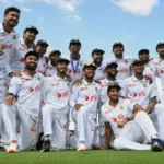 Bangladesh cricket team celebrates after a historic Test victory over Australia in Darwin, Australia