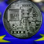 Digital coin on the European Union flag symbolizing central bank digital currency coordination talks