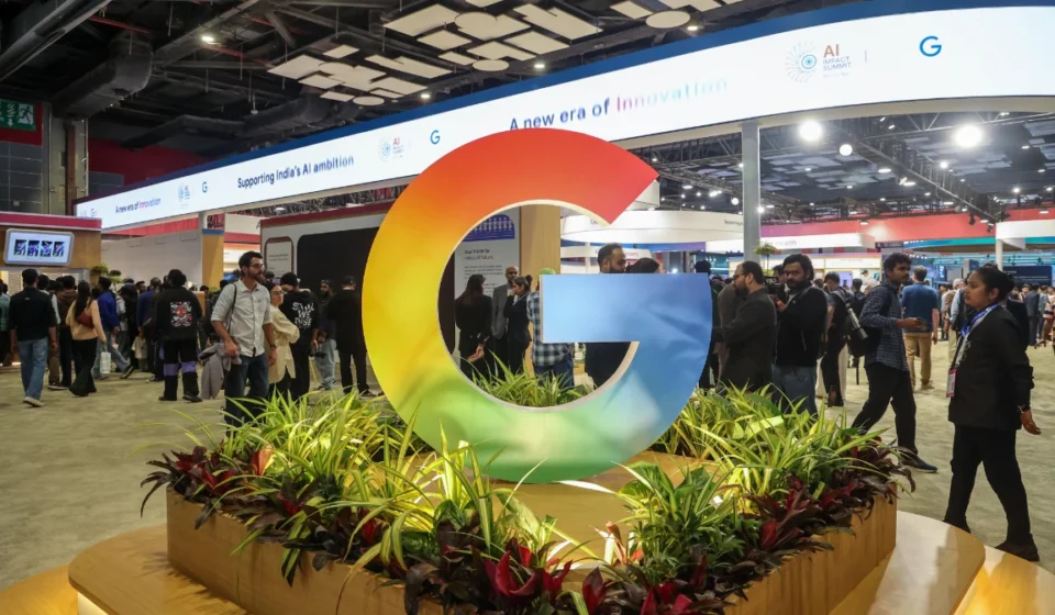 Google Selects Ed-Tech Innovations for Global AI Accelerator Google AI summit booth showcasing Google logo and education technology innovation exhibition floor.