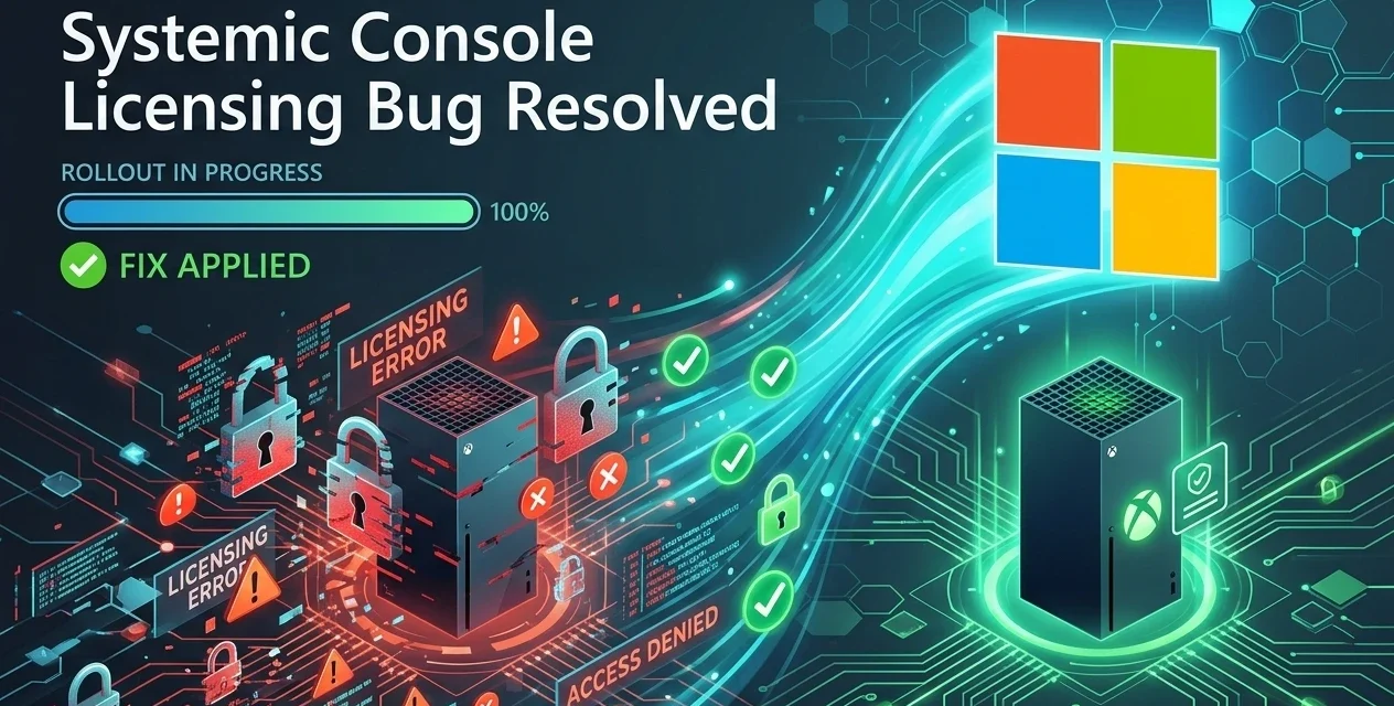 Microsoft update fixes console licensing errors, restoring Xbox login and library access for users.
