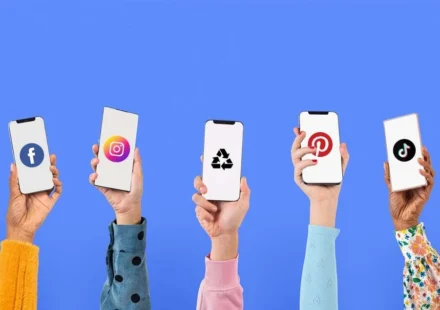 Hands holding smartphones displaying social media apps, highlighting cross site tracking privacy concerns.