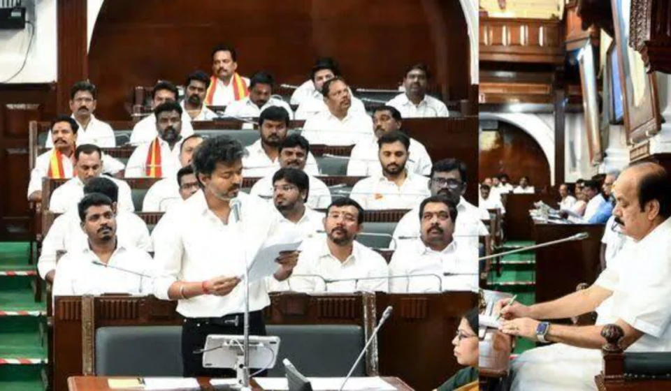Tamil Nadu lawmakers attend an Assembly session as a resolution opposing NEET is considered by MLAs.
