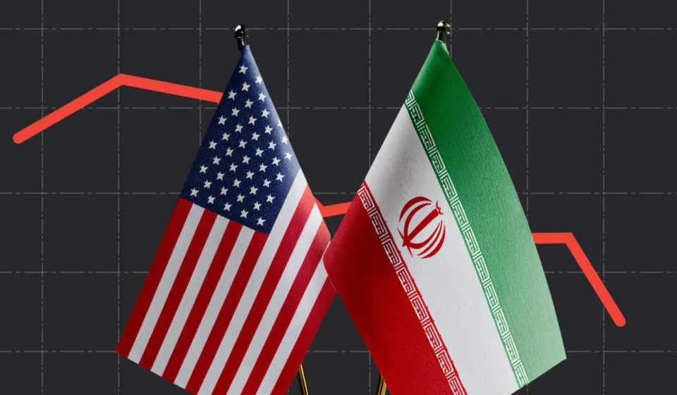 U.S.-Iran Diplomatic Talks Resume as Military Action Shelved United States and Iranian flags before a market chart symbolizing renewed diplomatic talks worldwide