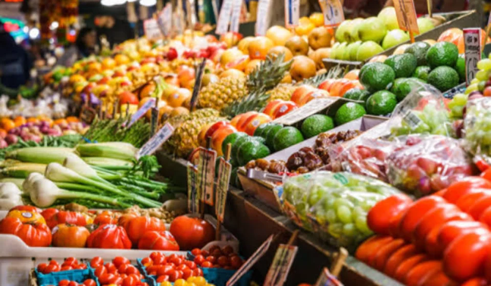UN FAO Reports Global Food Commodity Price Surge Fresh produce fills a busy market stall as global food commodity prices hit three year high this July