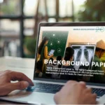 Laptop displays World Bank 2026 WDR background paper with education, medical and farming scenes.